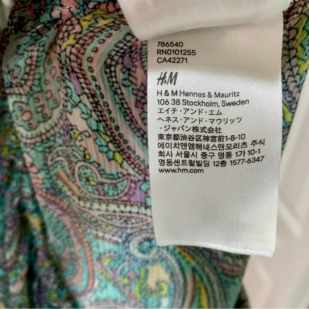 H&M Paisley Split Hem Cover Up Festival Maxi Skirt